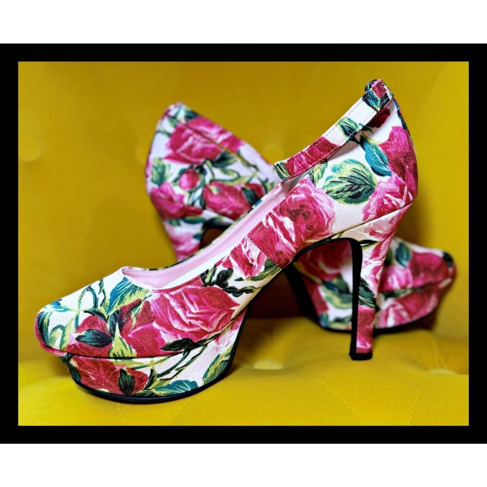 Jesus Diamante Rococo Lady Pumps Heels Baroque Red Rose Pink Size L Gyaru Japan